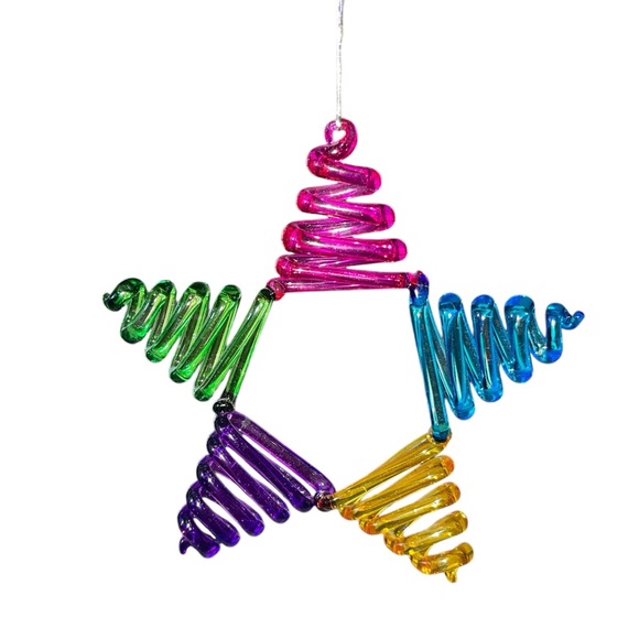 Pier 1 Star Ornament Glass Multi Colored - Picture 3 of 9